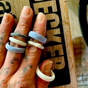 Custom made stone wood and resin rings and more